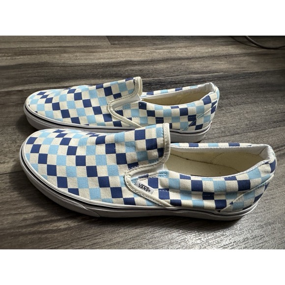 Vans off the Wall Sneakers Men's 11.5 Slip-on Dark Light Blue Checker - Picture 5 of 9